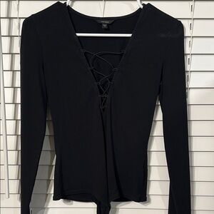 GUESS Black Lace-Up Women's Top